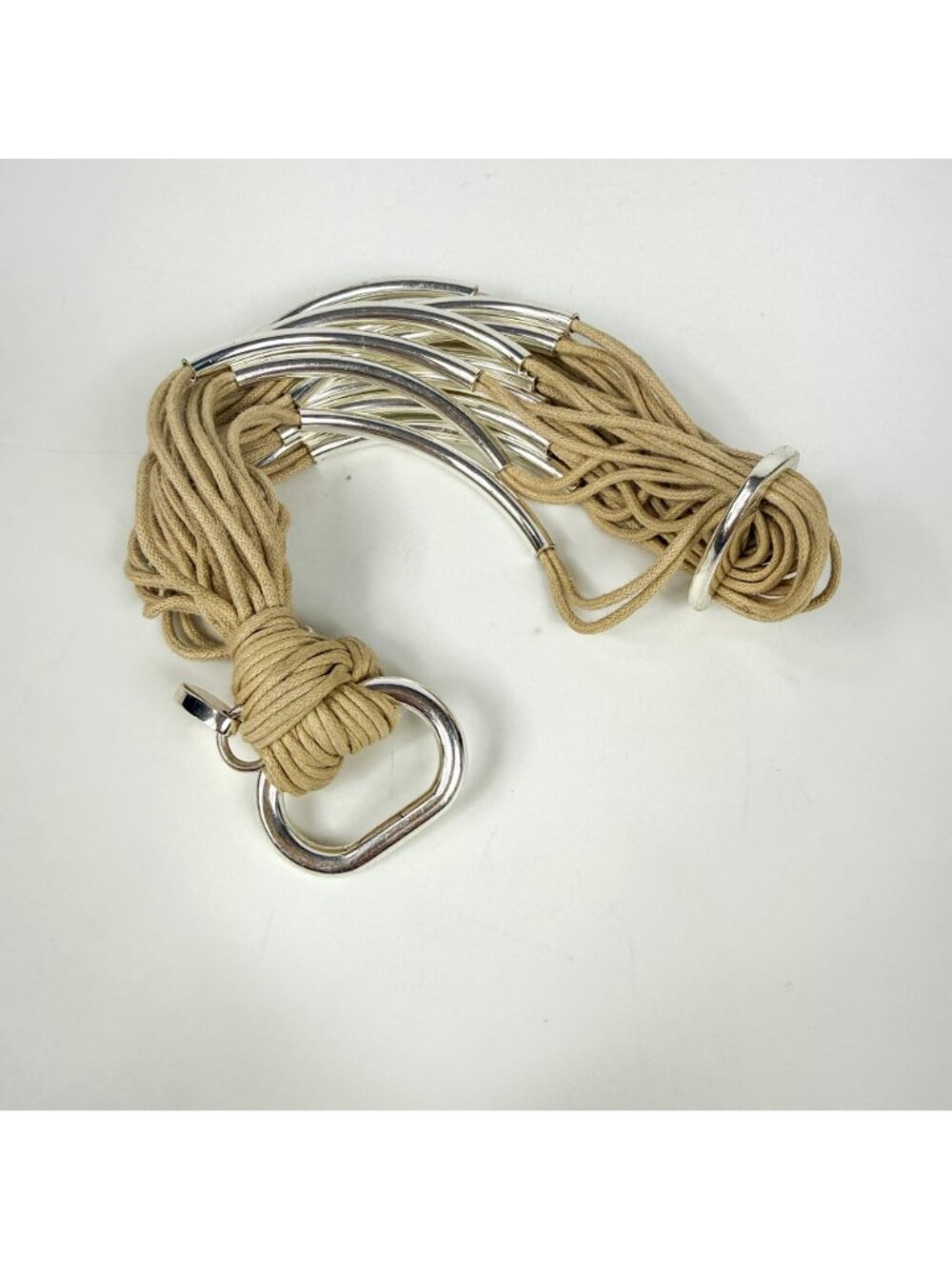 Vintage Gillian Julius Multi-Strand Silver-Tone Tube String Bracelet Beige - Picture 4 of 4